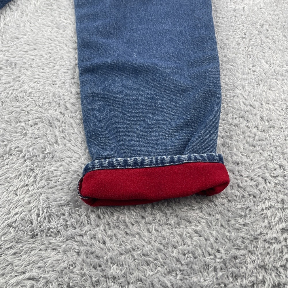 LL Bean Womens Fleece Lined Jeans 14 Reg Blue Denim Relaxed Fit - Picture 13 of 16